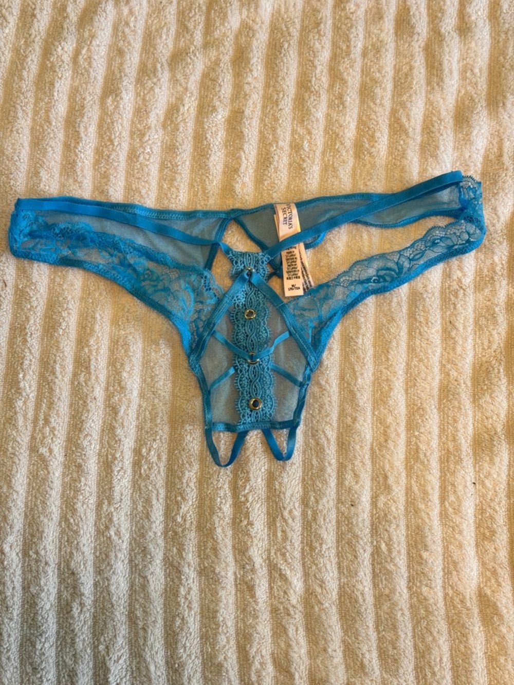 Victoria's Secret Teal Lace Strappy Thong